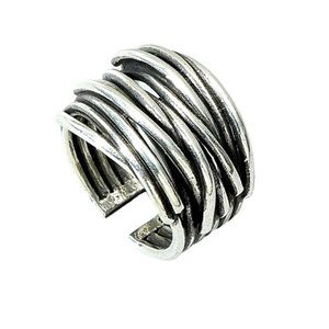 Silver Layered Cuff Ring